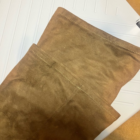 Miss Lola Thigh High Over the Knee Tan Suede Block Heel Boots size 8 - Picture 3 of 4